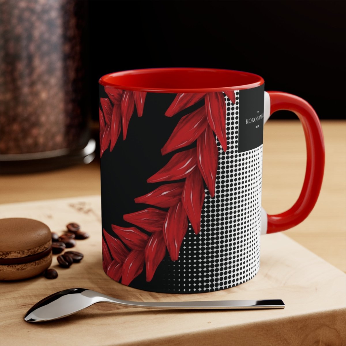 Black LimaLuxe™ 325ml mug featuring Ula Fala design from Prima Printing, perfect for hot beverages.