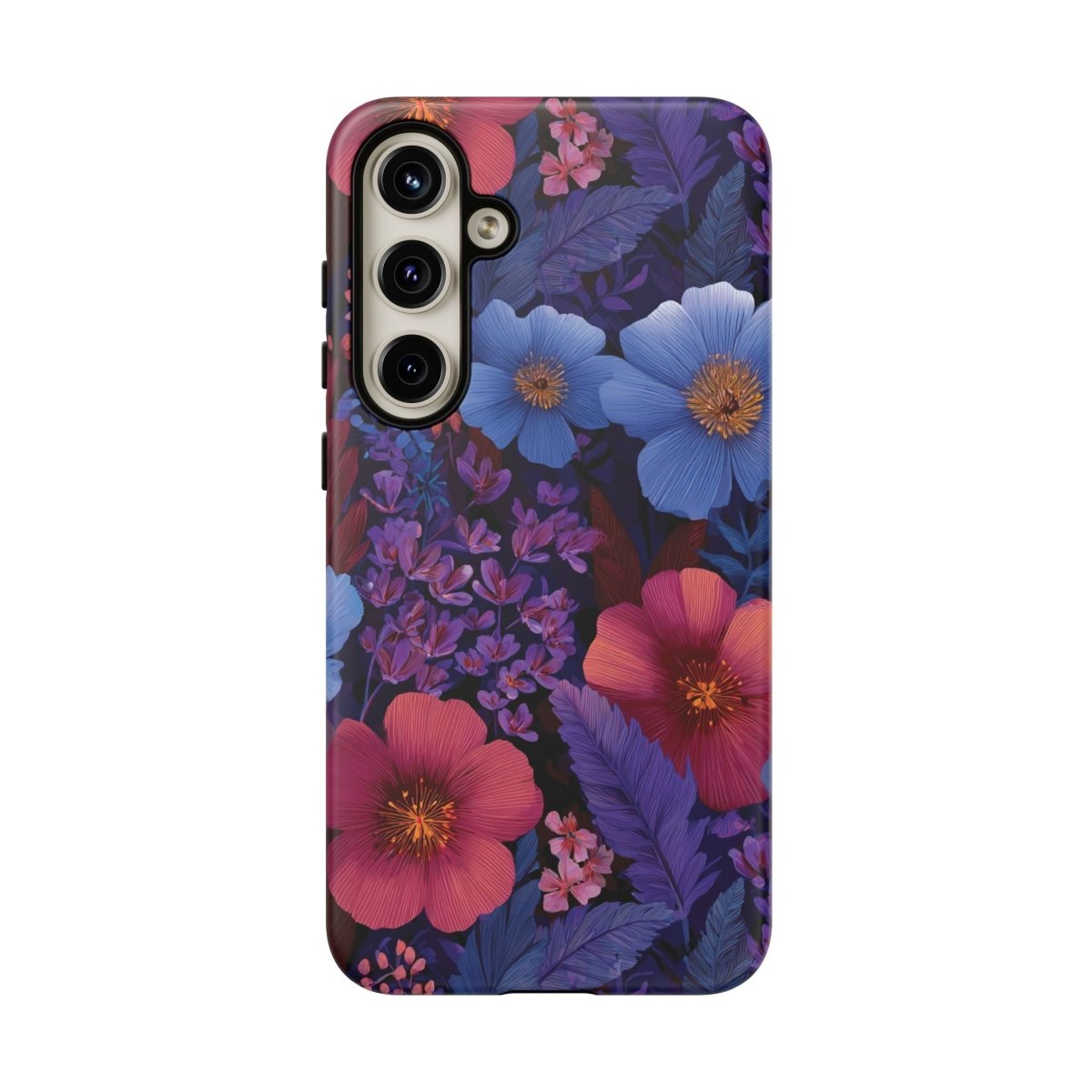Samsung Tough Phone Case in Lavender Tropics by WOYC, protective design with tropical patterns for Samsung smartphones.