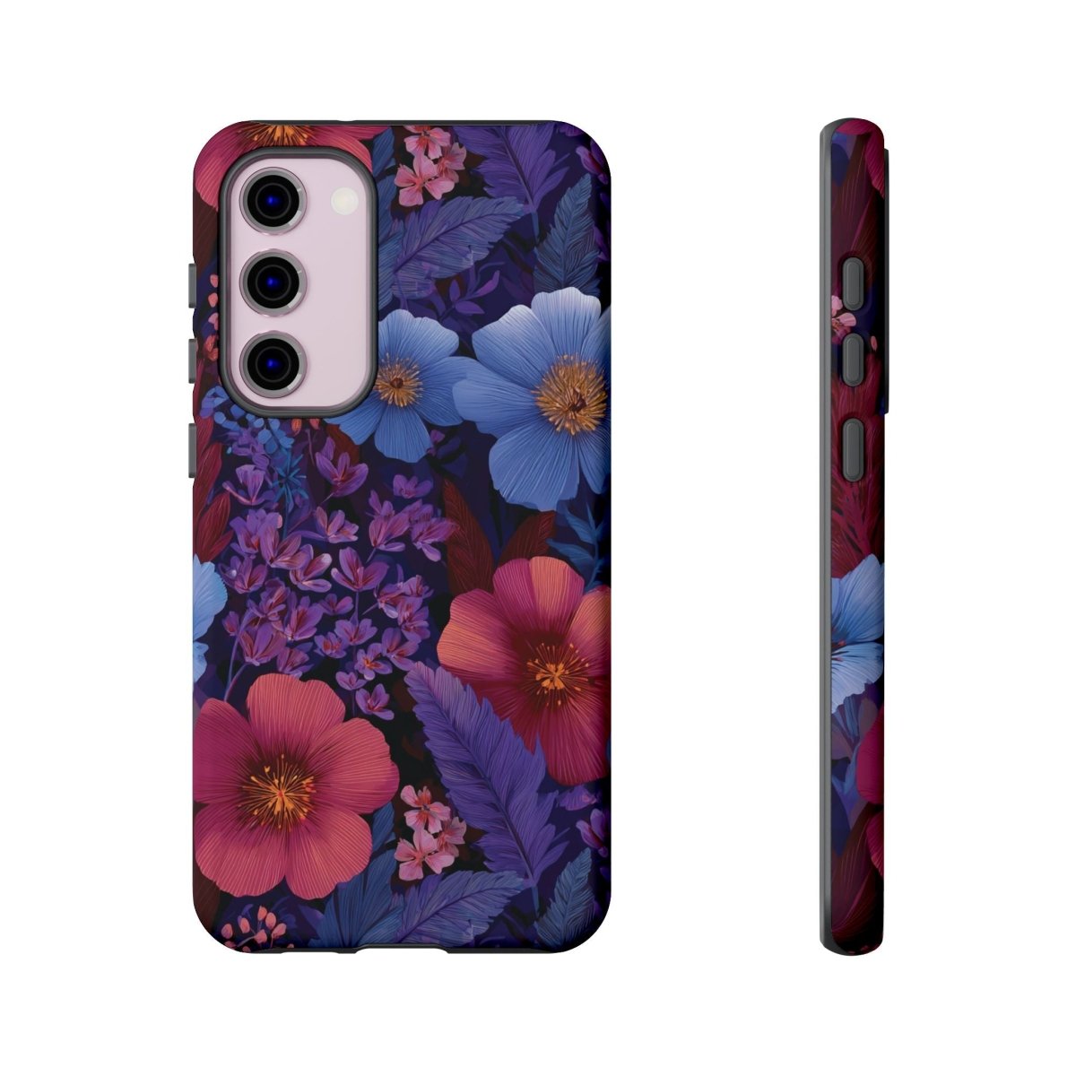 Samsung Tough Phone Case by WOYC in Lavender Tropics with tropical floral design for durable protection.