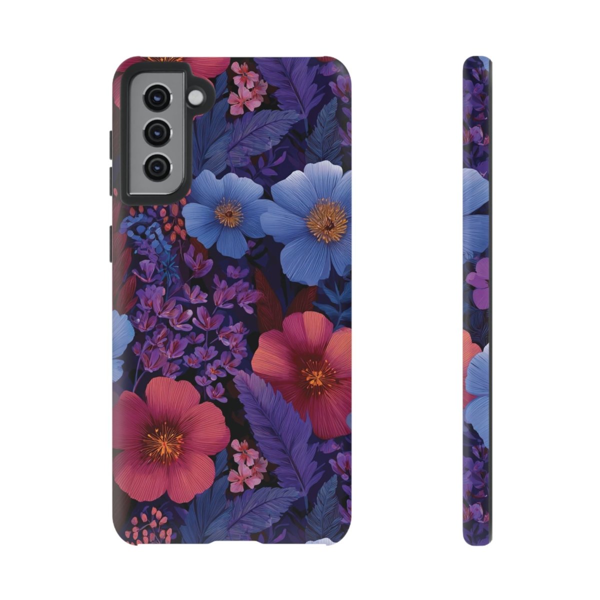 Samsung Tough Phone Case in Lavender Tropics by WOYC, featuring a rugged design and tropical pattern for durable phone protection.
