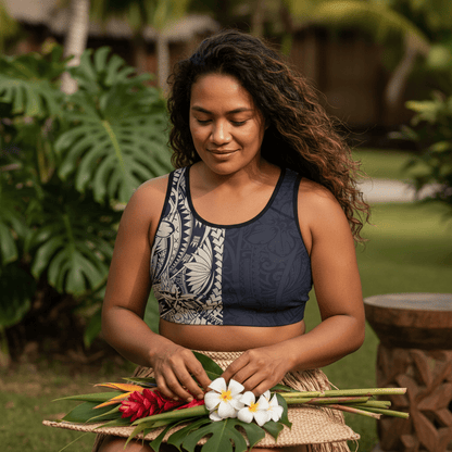 Seamless Sports Bra - Blue Bloom - AU/NZ/USA - The Koko Samoa