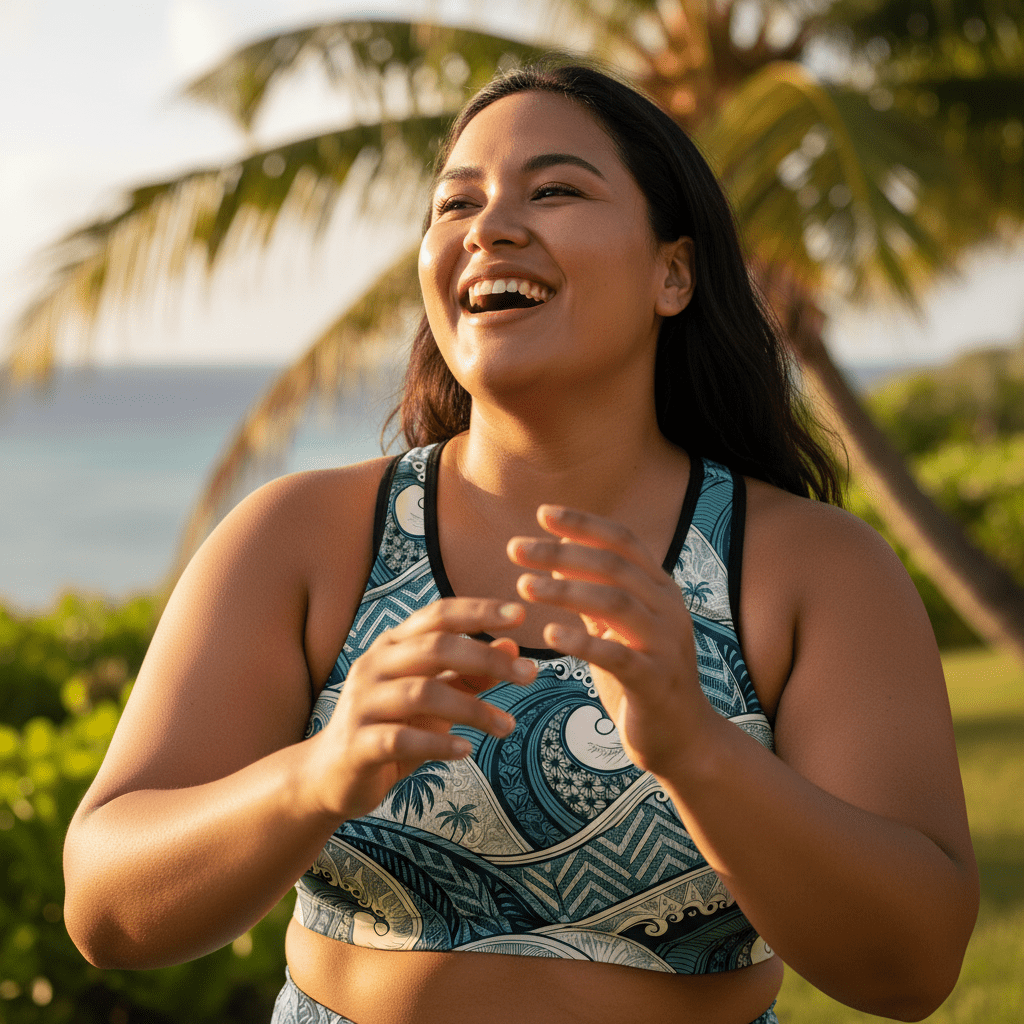 Seamless Sports Bra - Blue Waves - AU/NZ/USA - The Koko Samoa