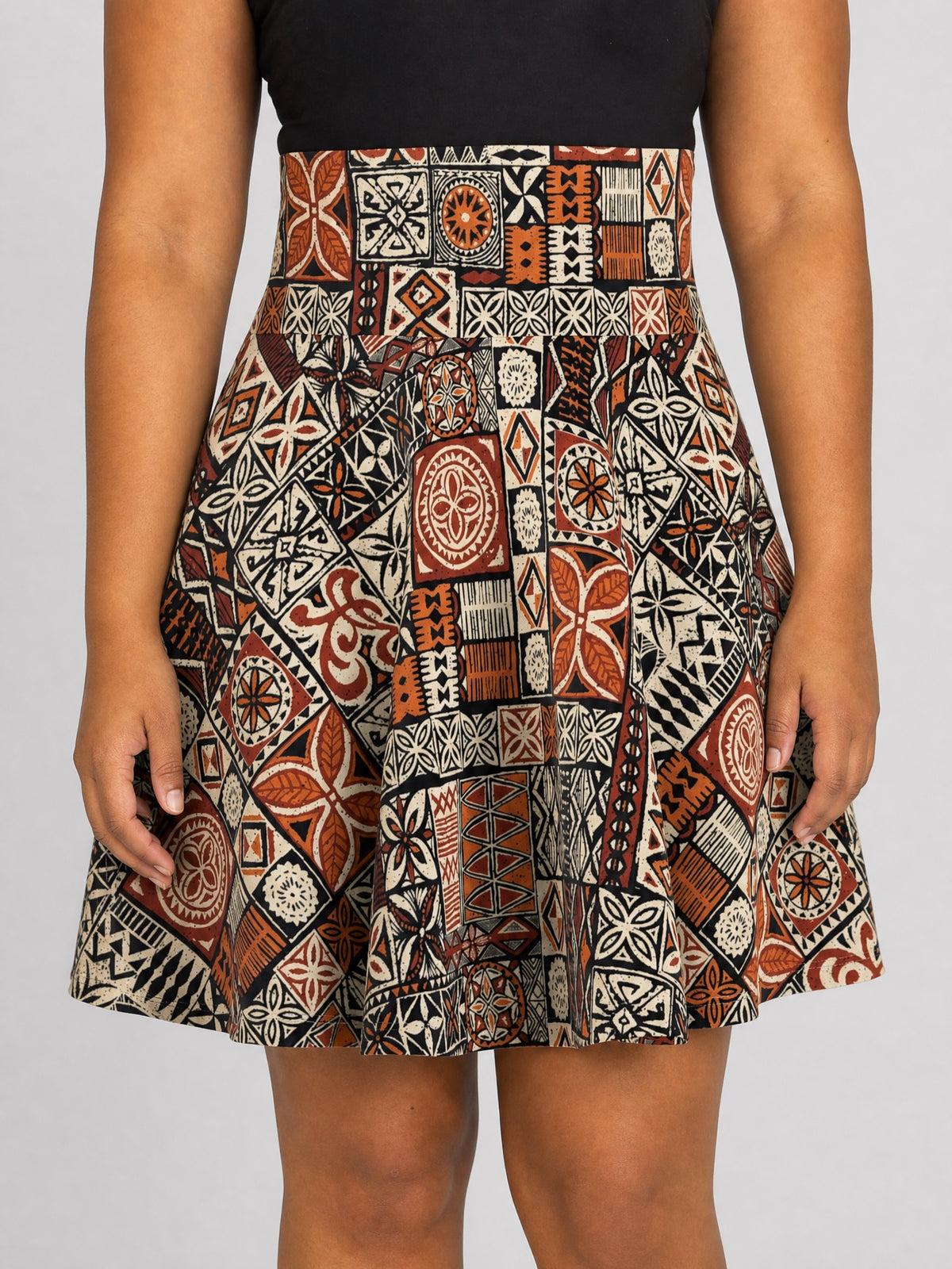Women's Elei Print Skater Skirt on a light grey studio background