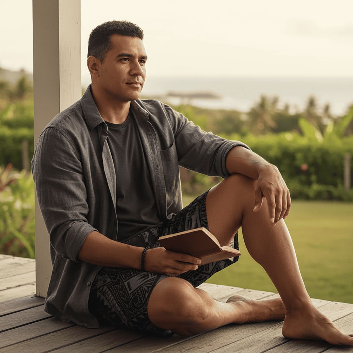 Men's Smart Printee Warrior board shorts with S-seam thread in matching colors, designed for Australian and New Zealand markets.