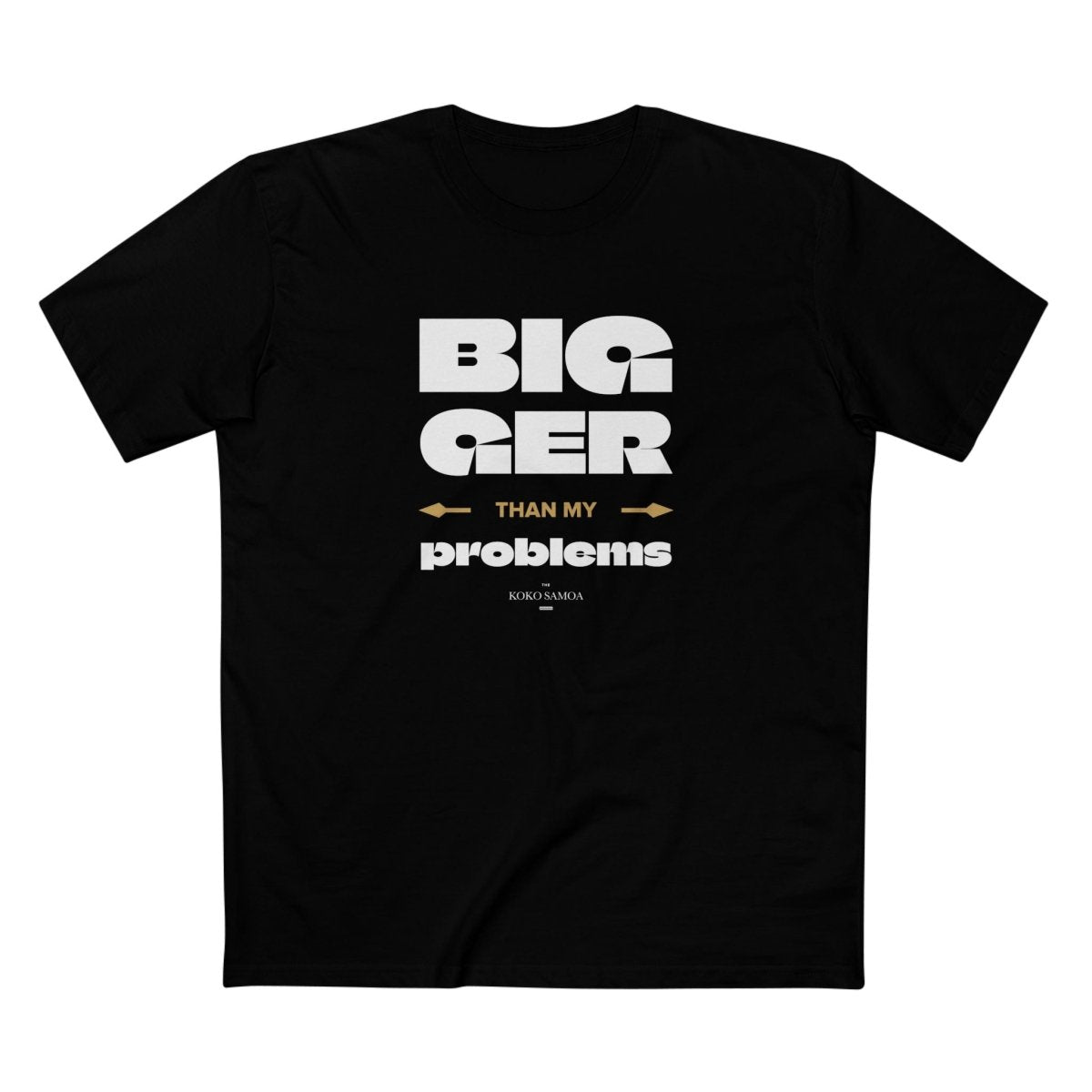 Soft unisex T-shirt from The Print Bar with "Bigger Than Problems" personalized design, casual fit, in AU/NZ sizing.