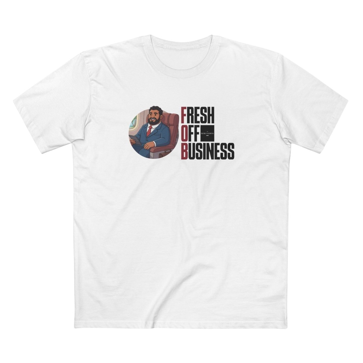 Unisex soft tee from The Print Bar featuring a fresh off business design in casual style, ideal for everyday wear.