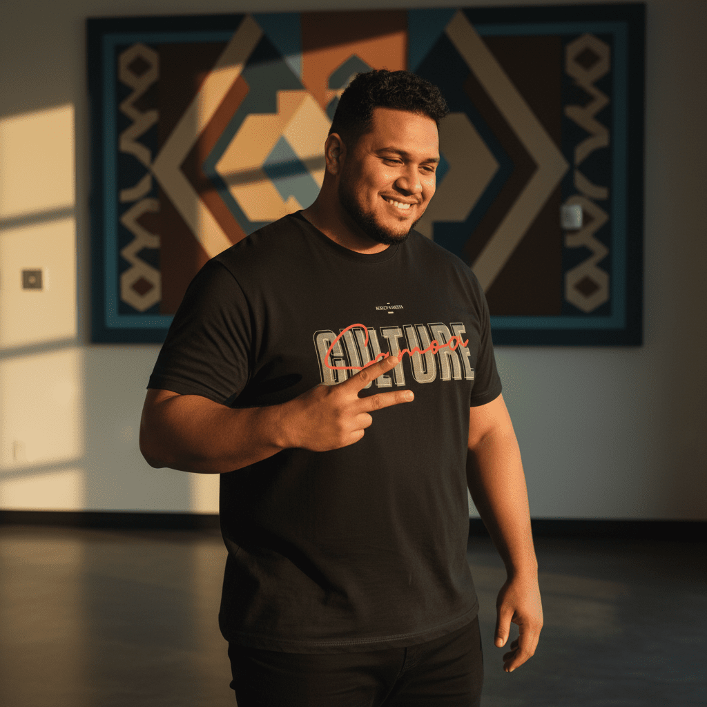 Soft unisex Samoa culture tee by Monster Digital, featuring a comfortable fit and cultural design on light fabric.