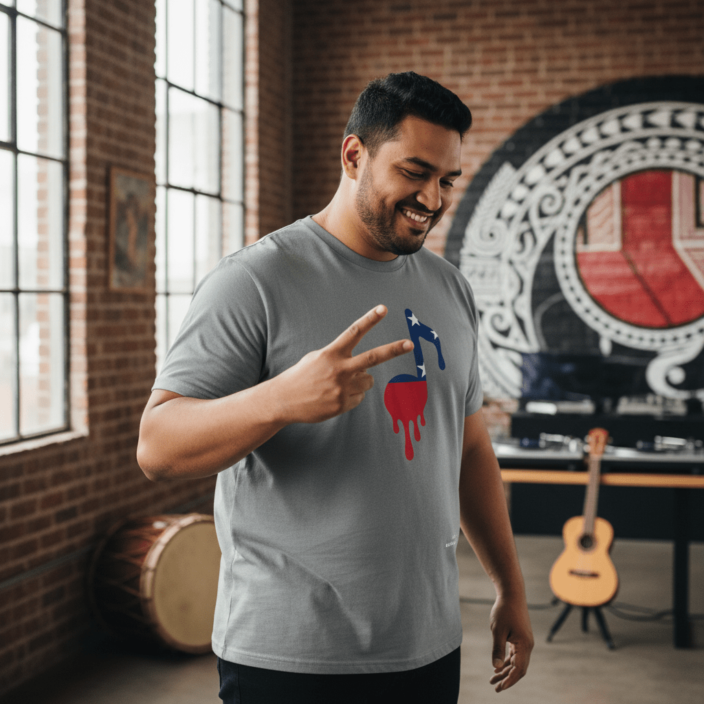 Soft unisex Samoan Note T-shirt featuring a comfortable fit and vibrant design, ideal for casual wear.