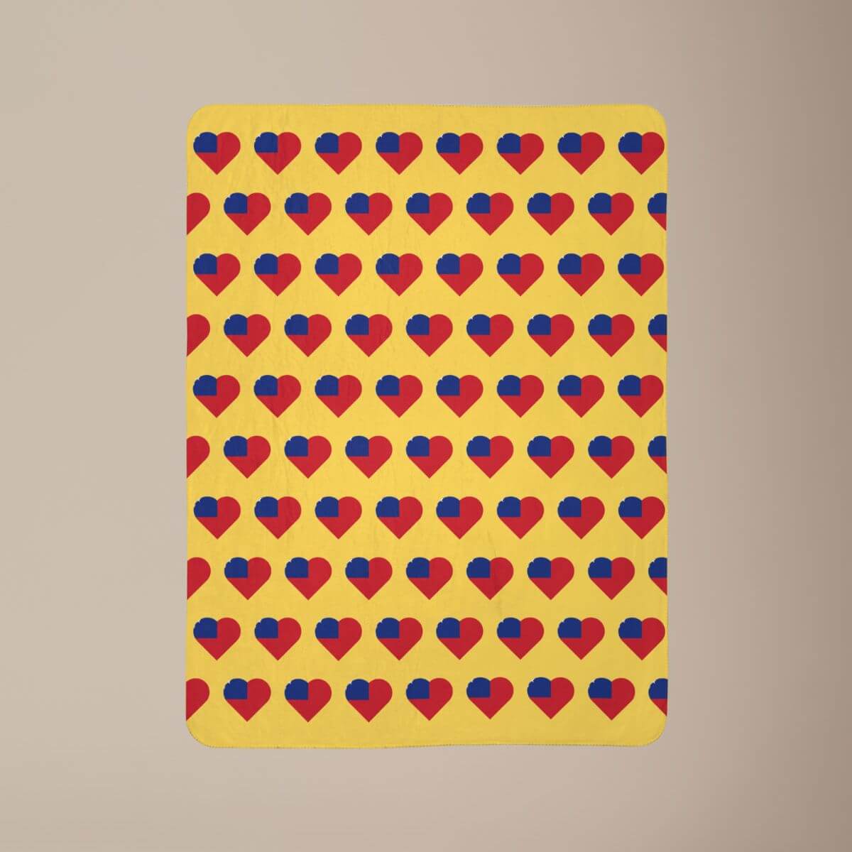 Spoke fleece Sherpa blanket featuring Samoan flag design, 50x60 inches, soft beige material, suitable for AU, NZ, and USA.