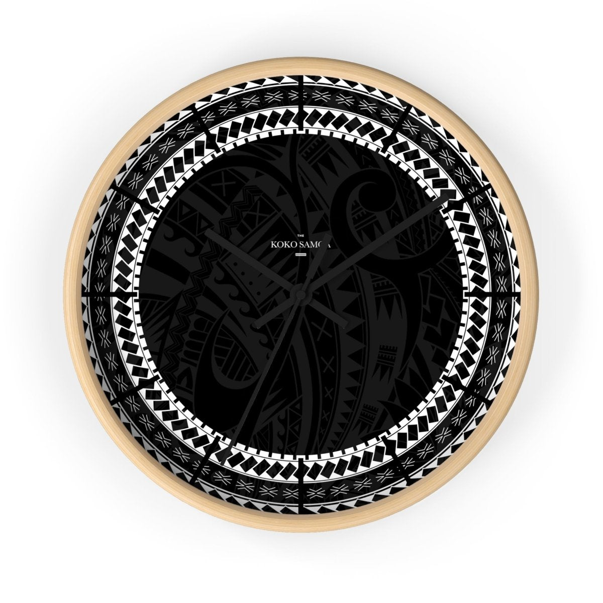 Black 10-inch Warrior wall clock, featuring a modern home decor design with a spoke-style black base.