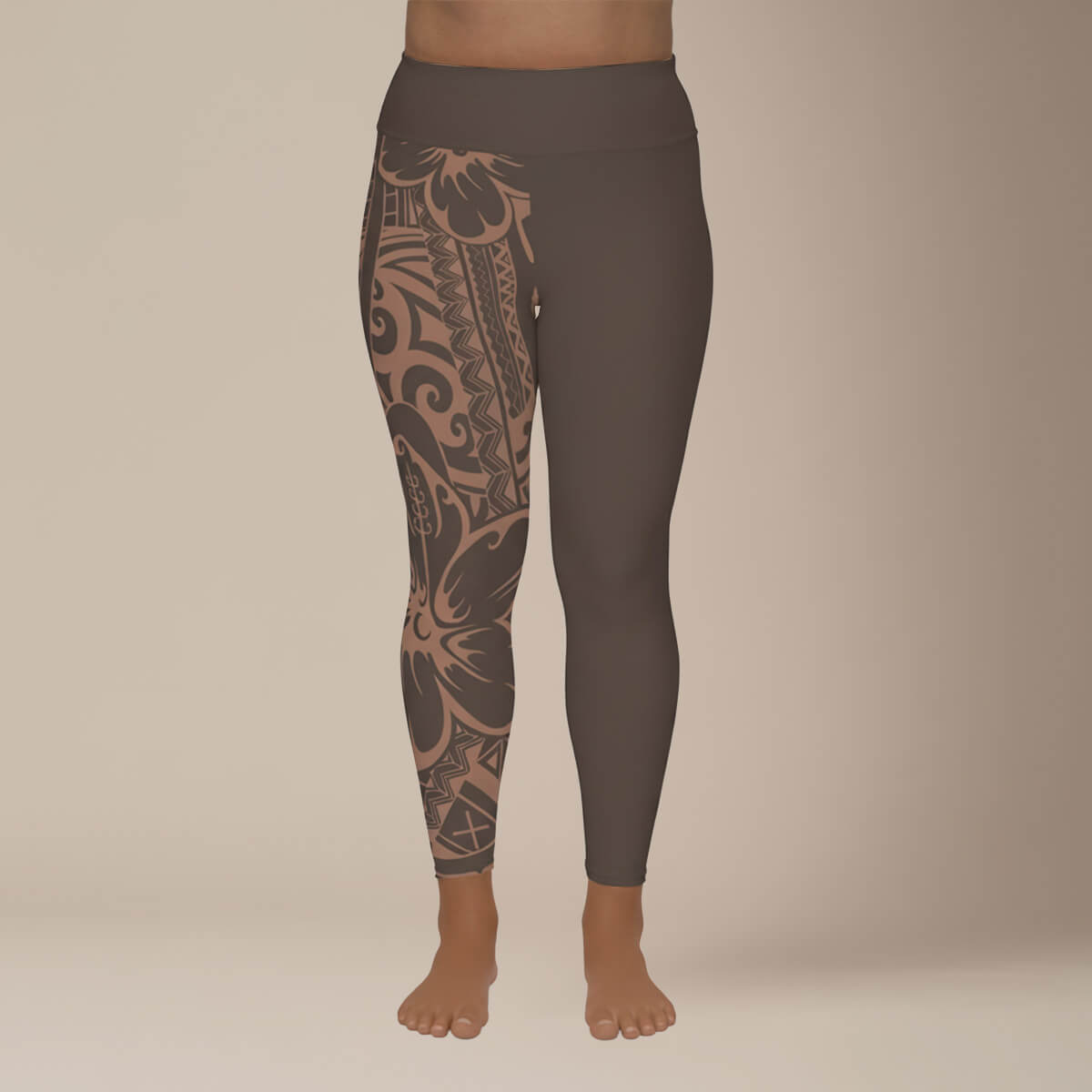 Plus size Subliminator IslandCurvy leggings in Bloom Mocha Mousse, 2XL to 6XL, featuring a floral pattern and comfortable fit.