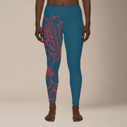 Plus size Subliminator leggings in 2XL to 6XL, Bloom Winterberry Blue design, featuring vibrant floral pattern and comfortable fit.