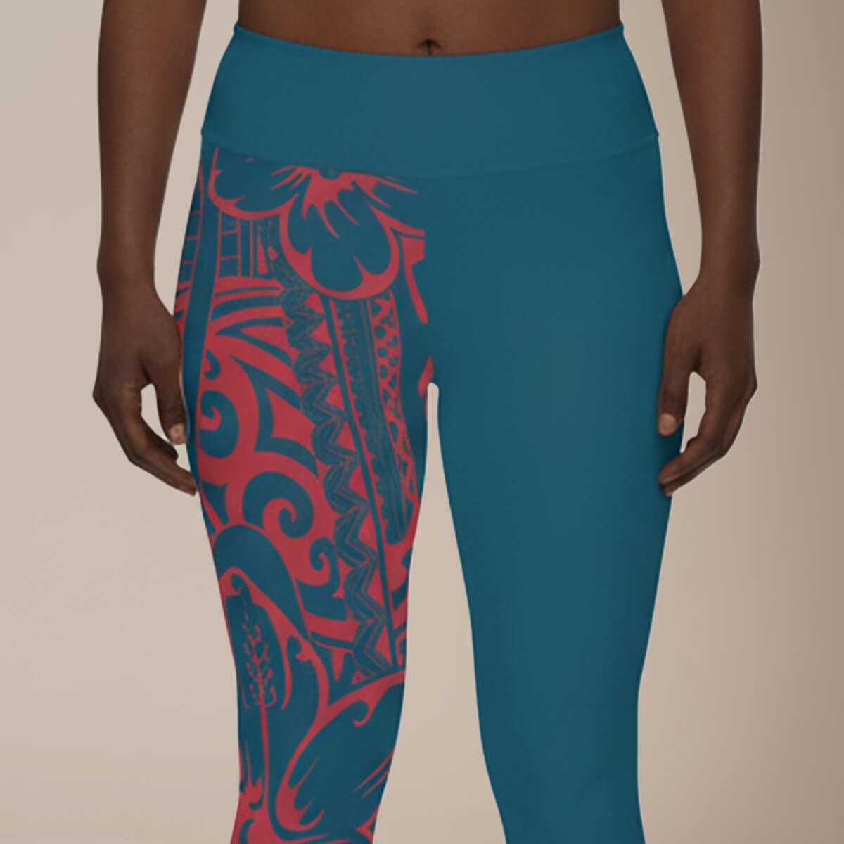 Plus size leggings in 2XL to 6XL, Bloom Peacock design, featuring vibrant winterberry floral pattern.