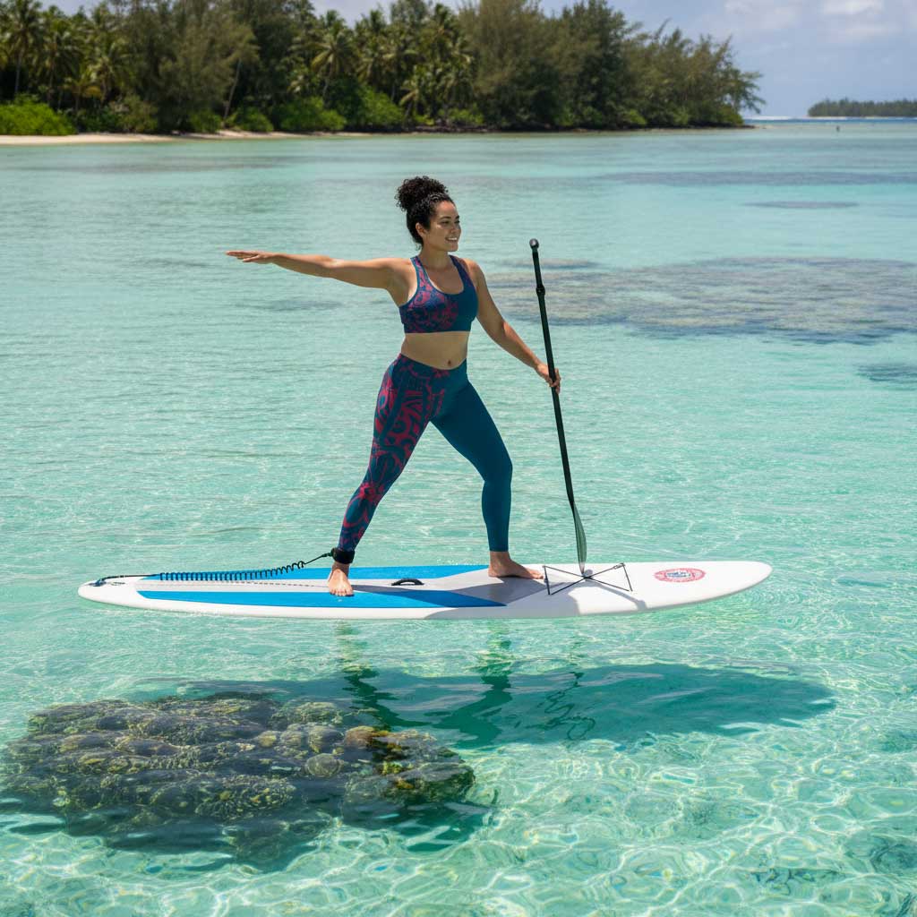 IslandPlus - 2XL to 6XL Leggings - Bloom Winterberry Blue - AU/NZ/USA - The Koko Samoa