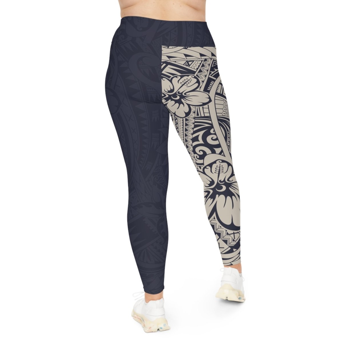 Blue Bloom all-over print leggings by Plus Size, size 2XL to 6XL, featuring vibrant floral design,.