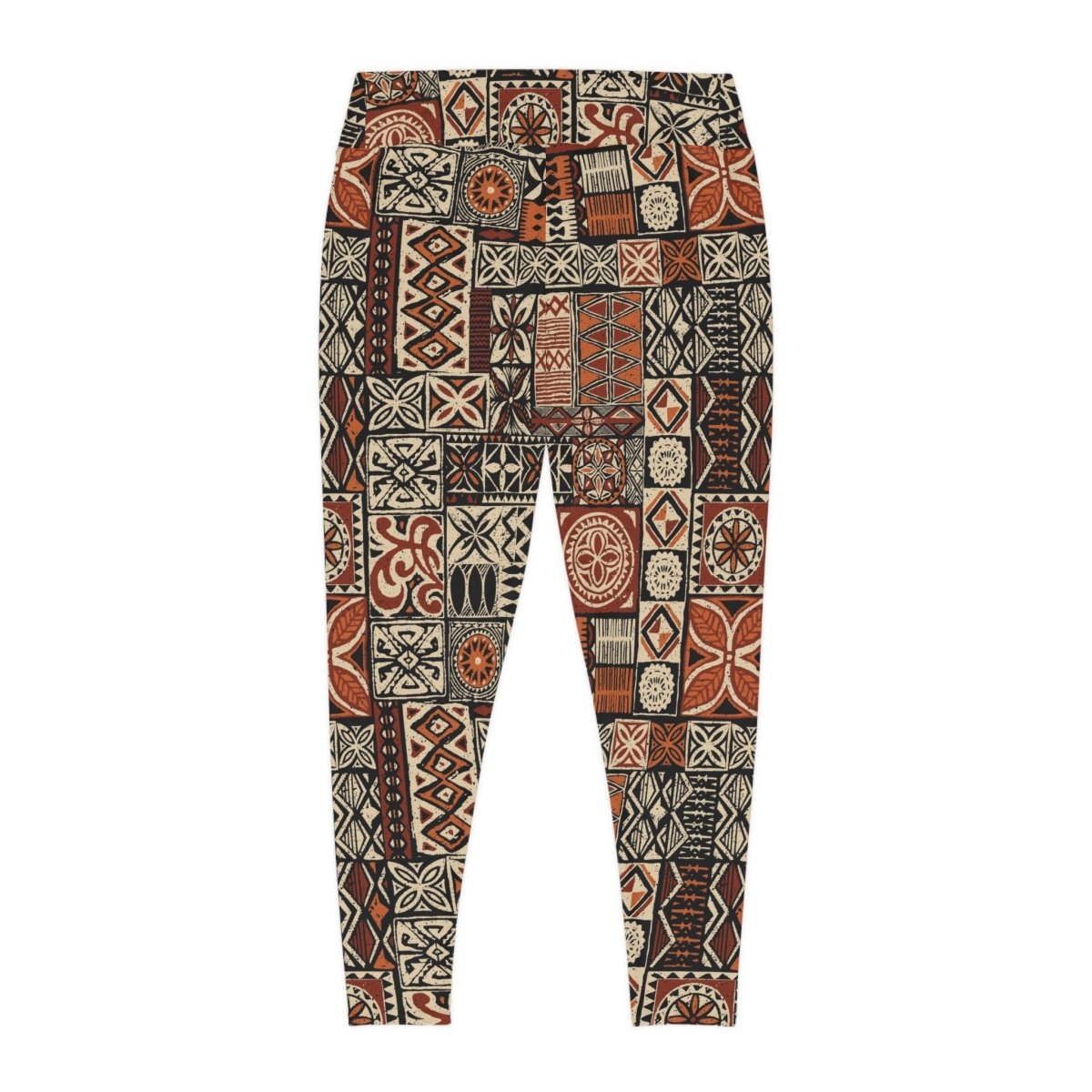 Plus size IslandCurvy 2XL to 6XL leggings featuring Elei pattern in vibrant colors, shown on a model.