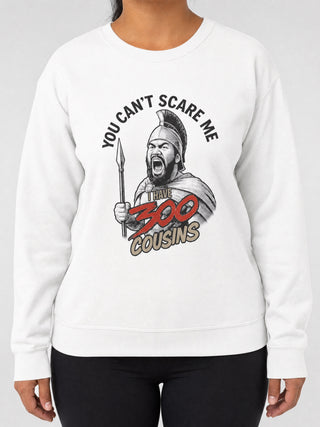 Unisex Heavy Sweatshirt - 300 Cousins on a light grey studio background