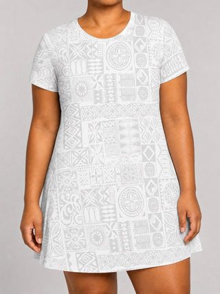 T-Shirt Dress - White Sunday - The Koko Samoa
