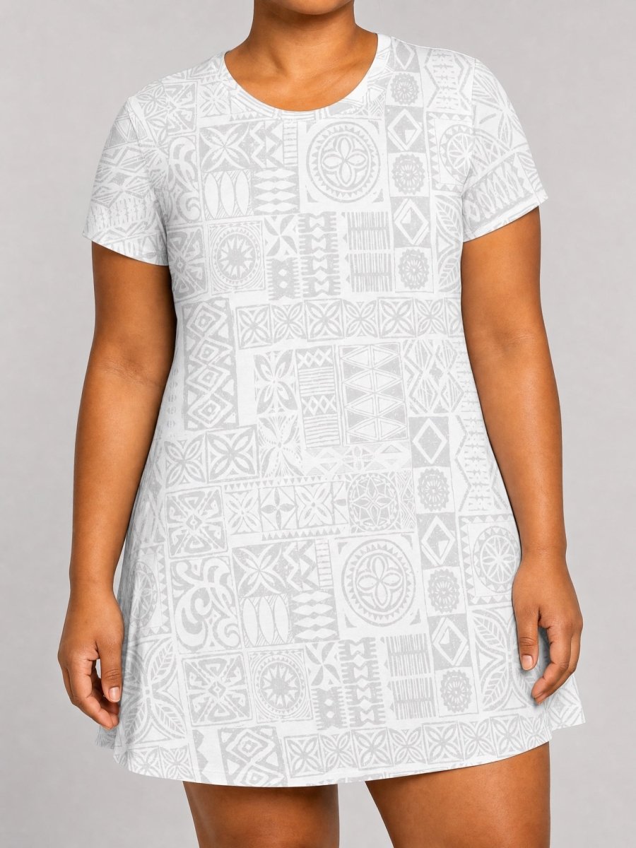 T-Shirt Dress - White Sunday - The Koko Samoa