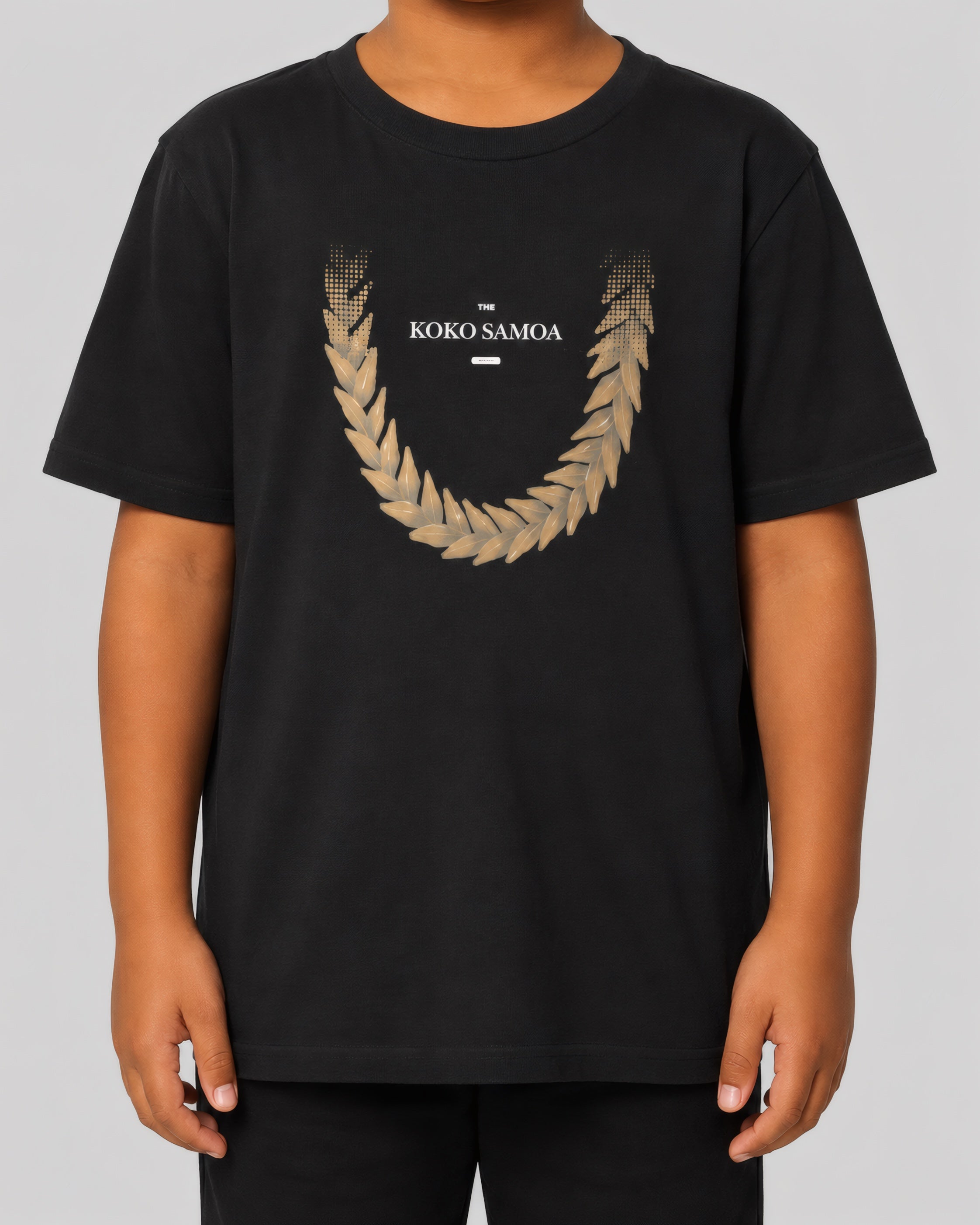 Kids Tee - Ula Fala Brown on a light grey studio background