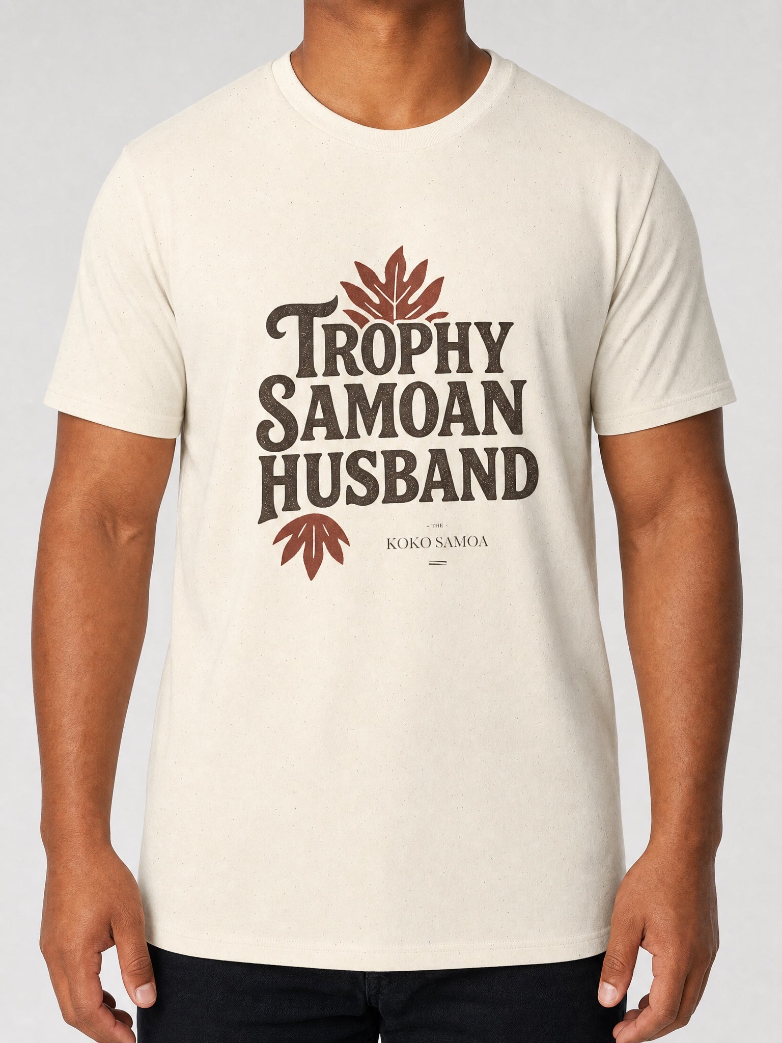 Soft Men's Tee - Trophy Samoan Husband on a light grey studio background