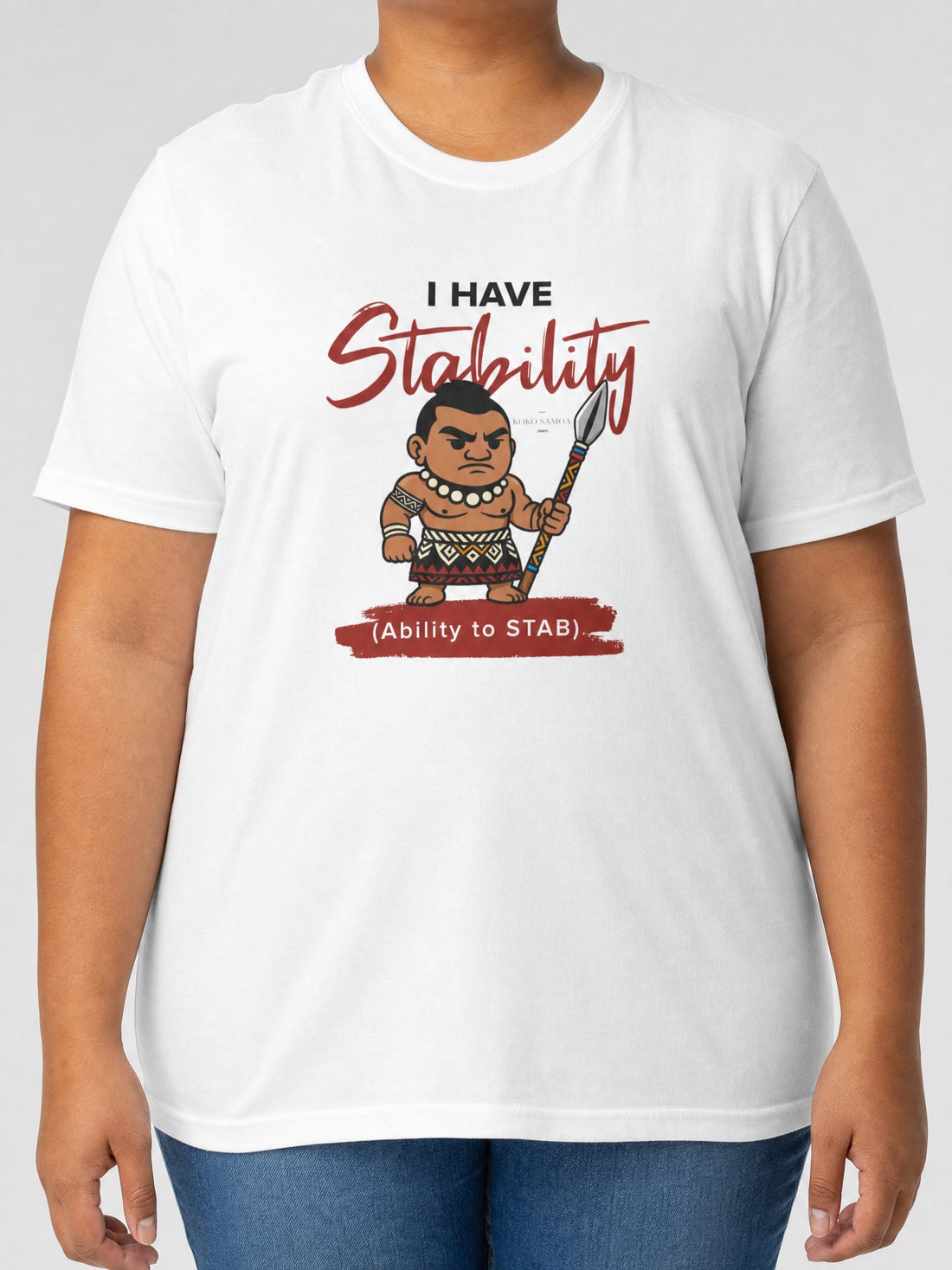 Soft Unisex Tee - Stability on a light grey studio background