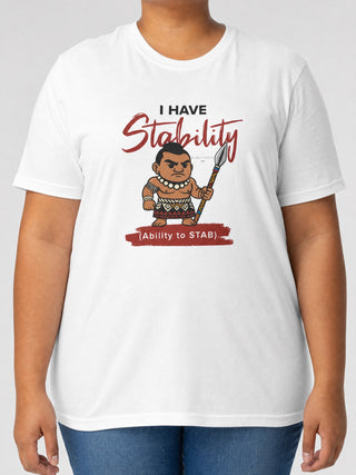 Soft Unisex Tee - Stability on a light grey studio background