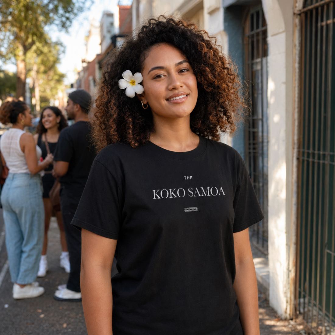 Black heavy unisex tee with the The Brand Classic print, The Koko Samoa