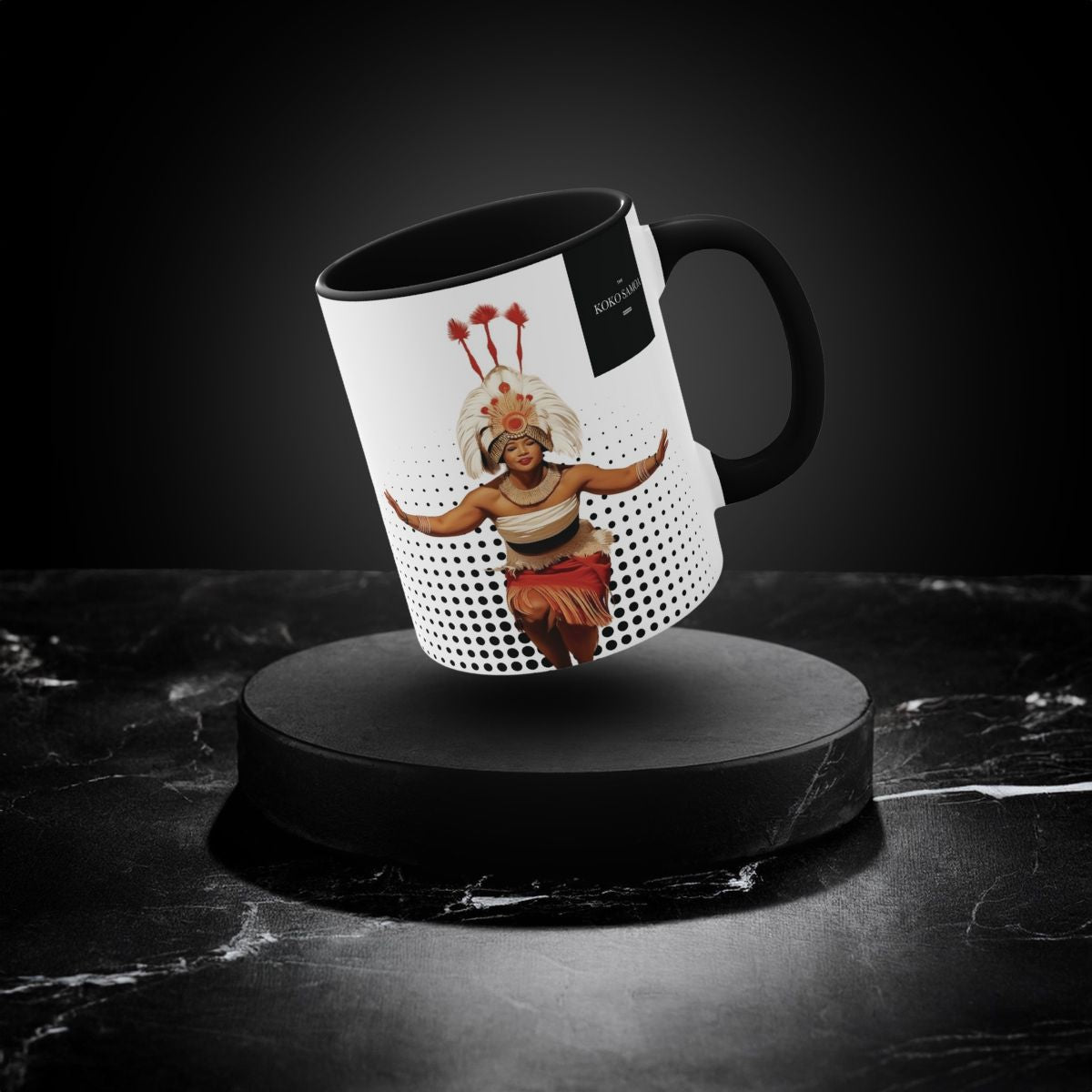 LimaLuxe™ Taupou mug by Prima Printing, 325ml ceramic mug with traditional design, ideal for morning coffee or tea.