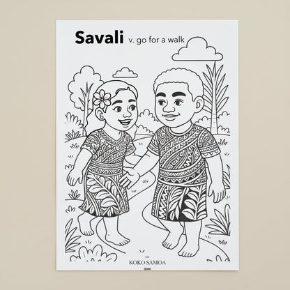 Downloadable Learn and Colour Sheet - Savali - AU/NZ/USA - The Koko Samoa