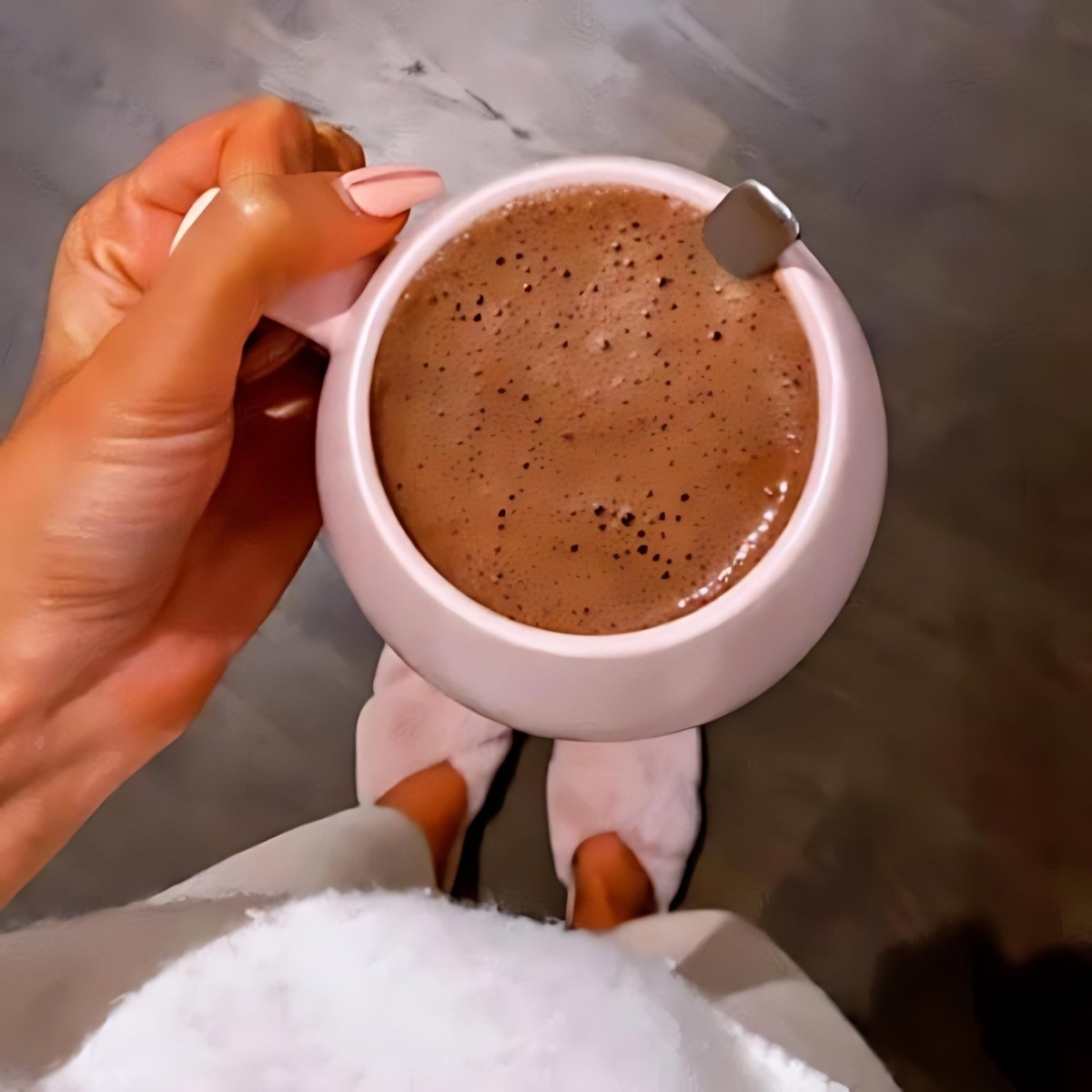 Instant Koko Samoa drinking chocolate by THE KOKO SAMOA, showing a rich, creamy cup of hot chocolate.
