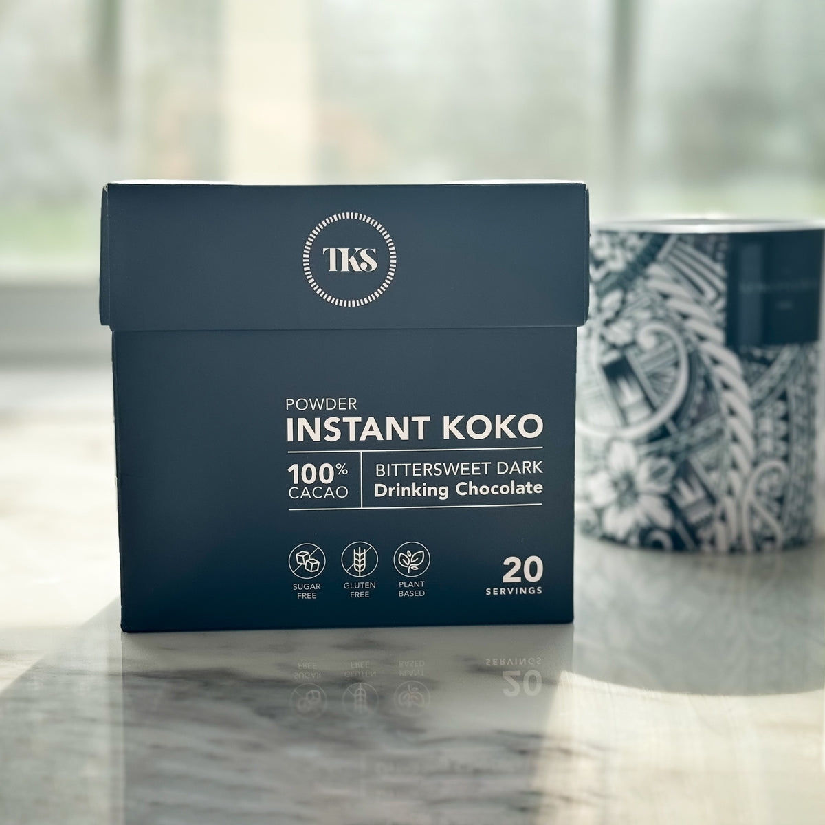 Creamy Instant Koko Samoa drinking chocolate by THE KOKO SAMOA, ready to enjoy a rich, comforting cocoa beverage.