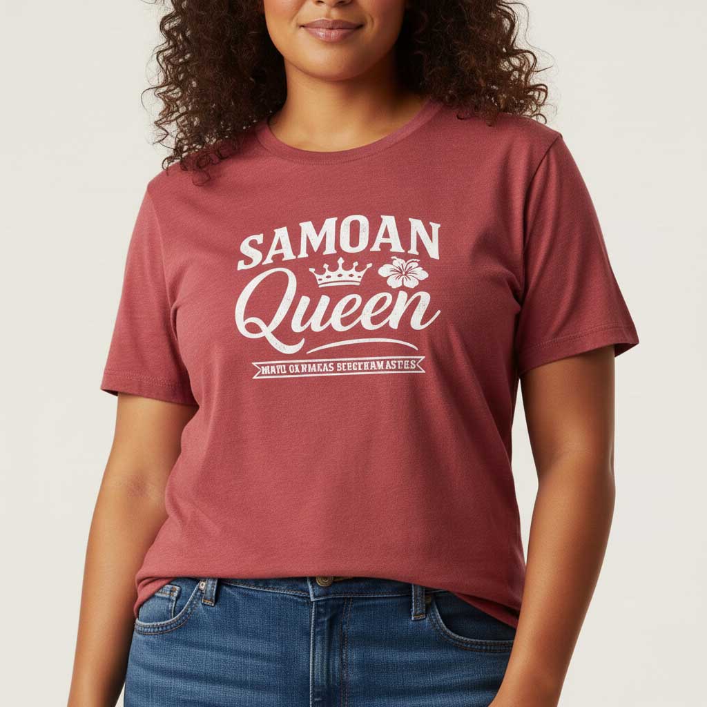 Unisex soft Samoan Queen T-shirt by The Print Bar featuring a royal couple design on a casual tee.