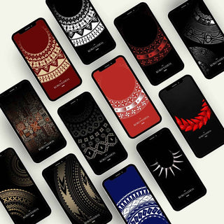 Set of 12 The Koko Samoa phone wallpapers featuring vibrant, tropical designs for AU, NZ, and USA devices.