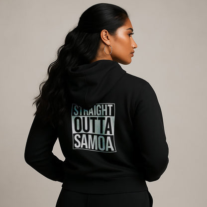 IslandSoft™ hoodie in asphalt heather, premium unisex hoodie from The Print Bar, featuring "Straight Outta" design in XS size.