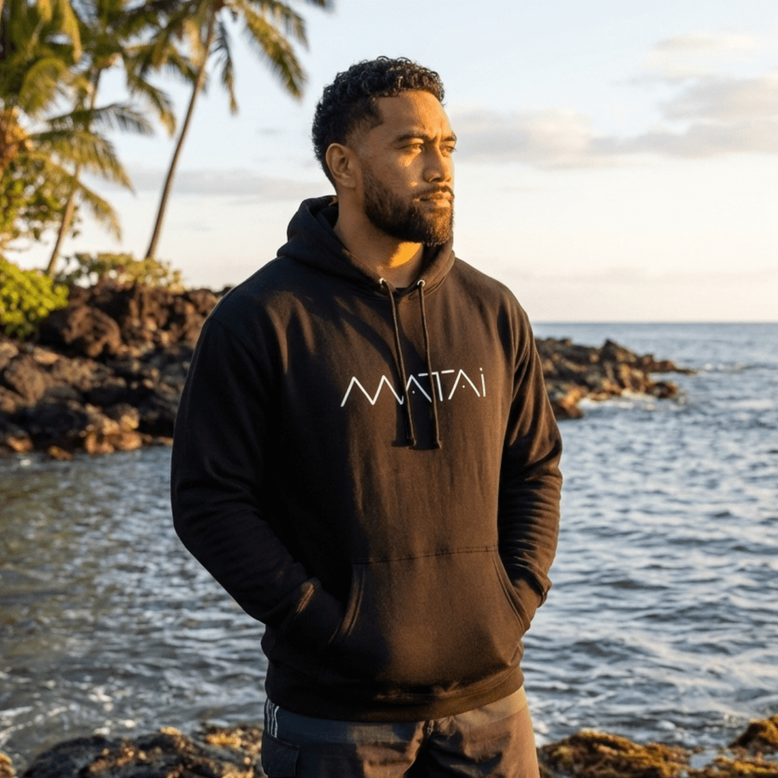 Black IslandHeavy™ Hoodie by The Print Bar featuring Matai design, casual fit, and comfortable fabric for everyday wear.