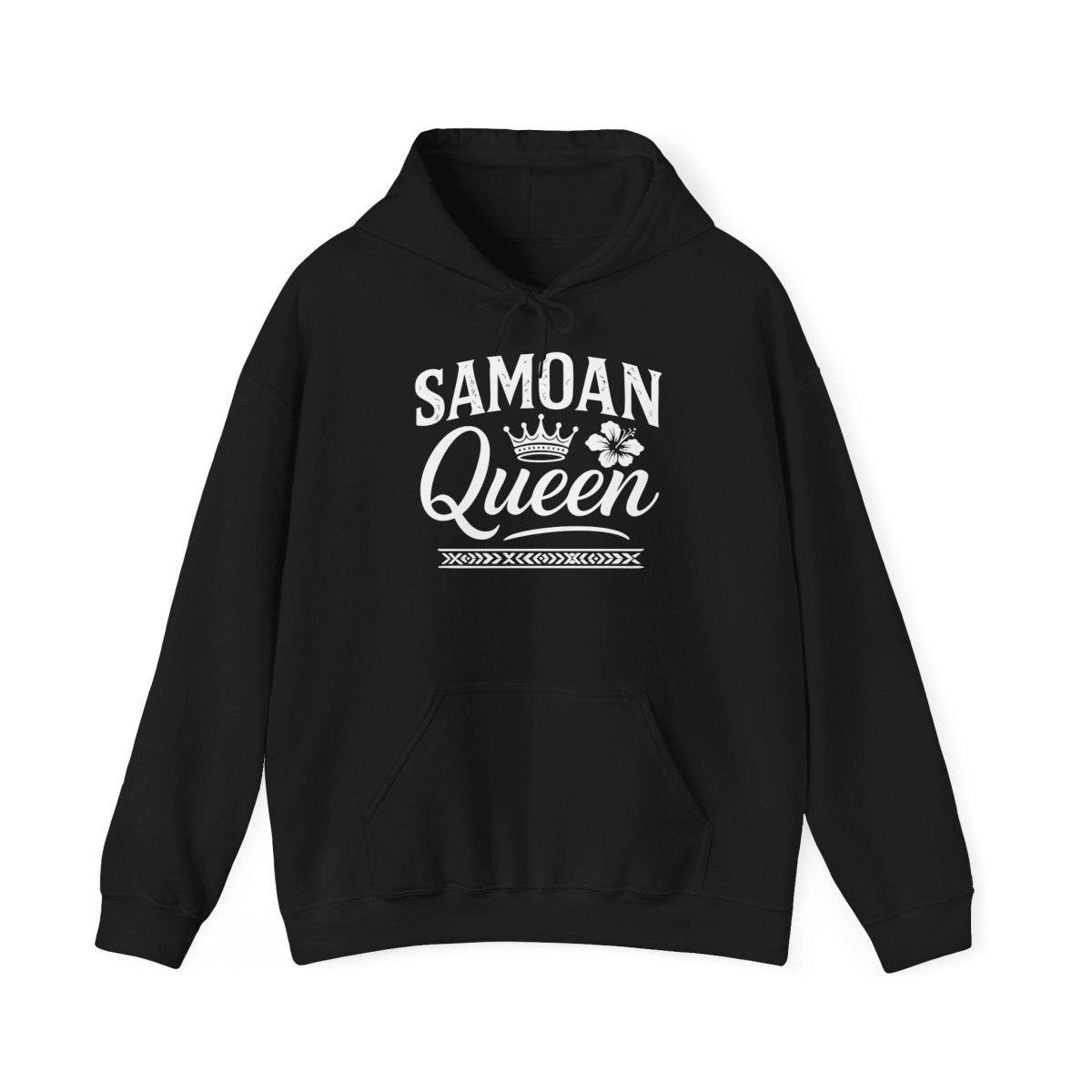Dark heather IslandHeavy™ hoodie in Plus sizes 2XL-5XL featuring the Samoan Queen design, made by The Print Bar.