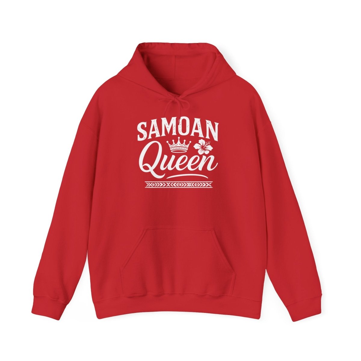 Dark heather IslandHeavy™ hoodie, plus 2XL-5XL, featuring a Samoan Queen design, suitable for AU/NZ sizes.