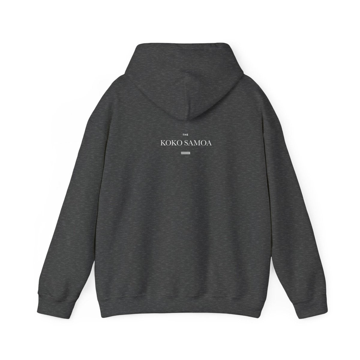 Dark heather IslandHeavy™ hoodie in plus sizes 2XL-5XL featuring Samoan Queen design, showcased by The Print Bar.