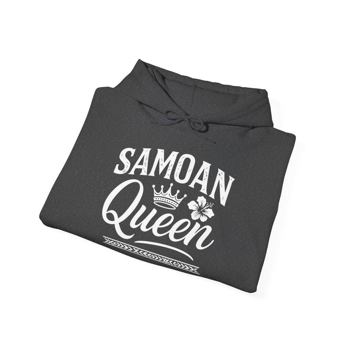 Dark heather IslandHeavy™ hoodie in plus sizes 2XL-5XL featuring a Samoan Queen design, made by The Print Bar.
