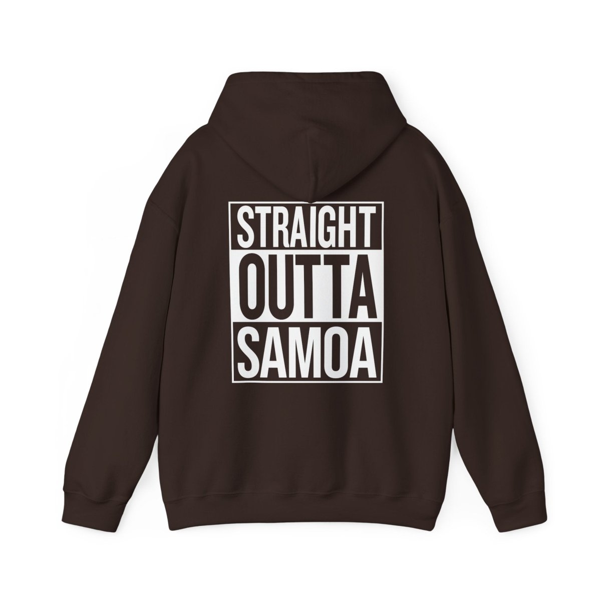 Dark heather IslandHeavy™ hoodie in plus sizes 2XL-5XL, featuring a "Straight Outta AU/NZ" design.