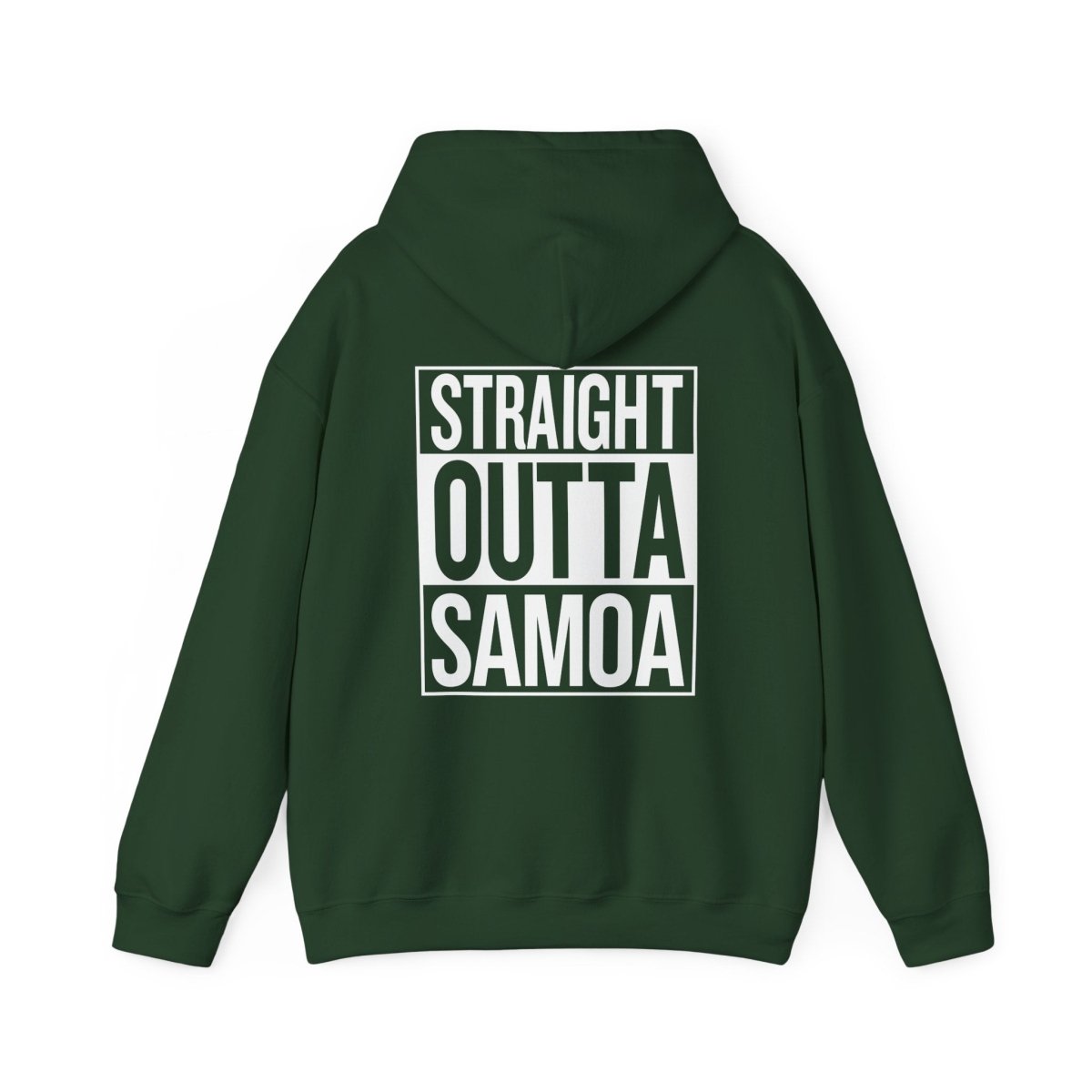 Dark heather IslandHeavy™ hoodie in plus sizes 2XL-5XL, featuring a "Straight Outta" design.