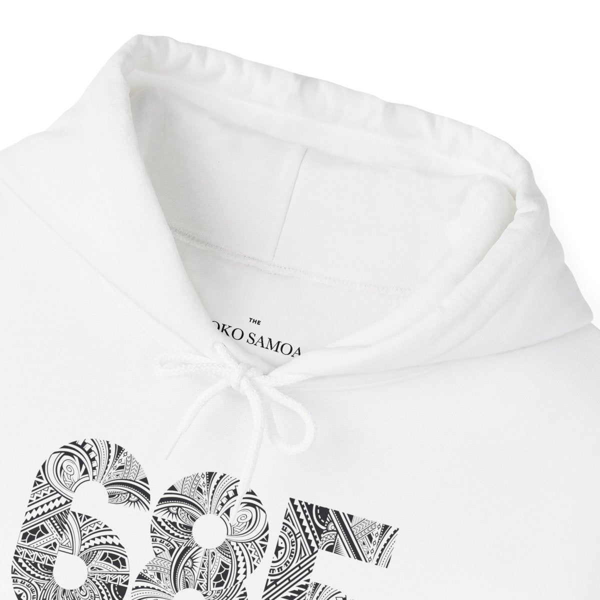 White IslandHeavy™ hoodie in plus sizes 2XL to 5XL, featuring a cozy, casual fit and front pocket.