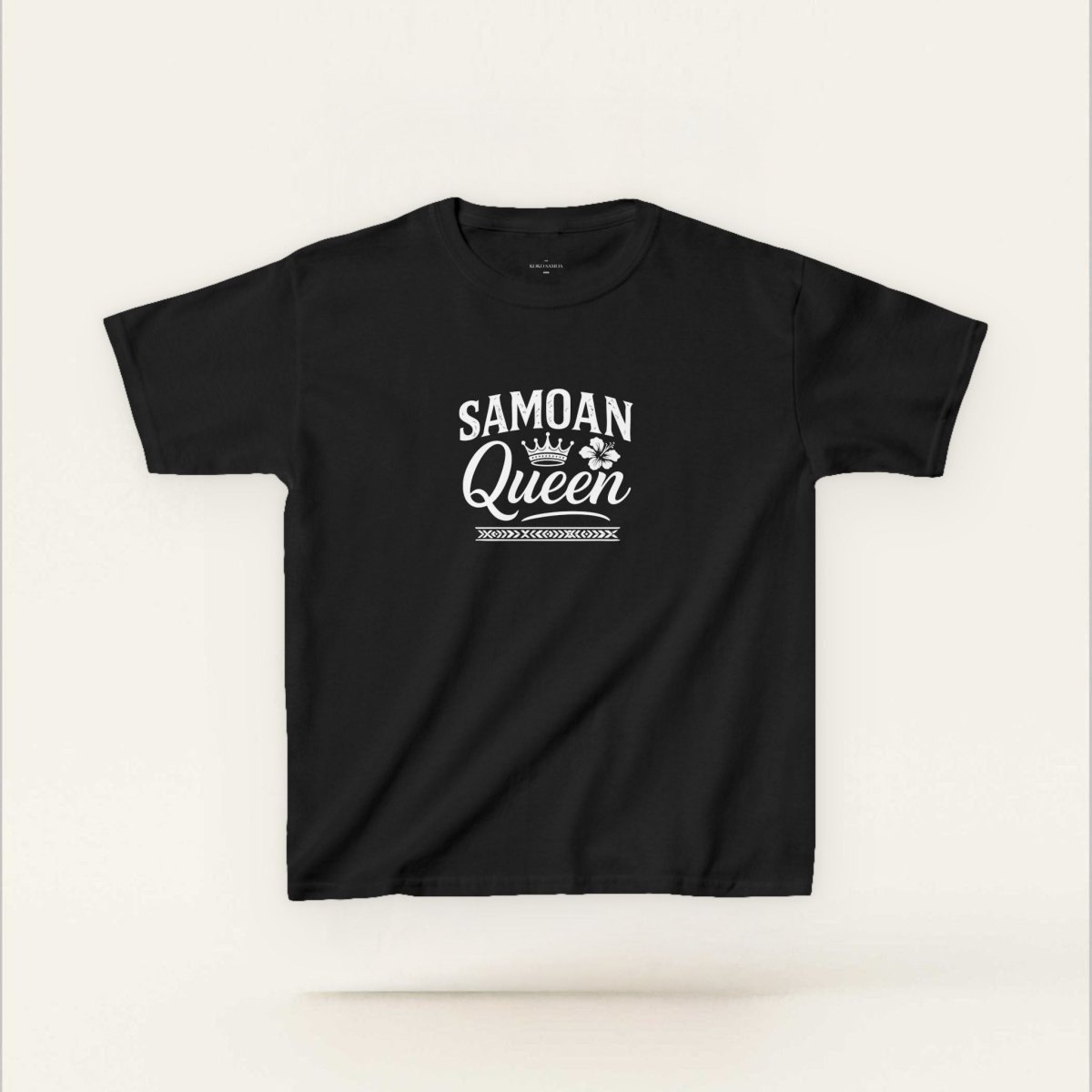 Navy kids unisex tee featuring a Samoan Queen design, made by The Print Bar, suitable for children in AU/NZ.