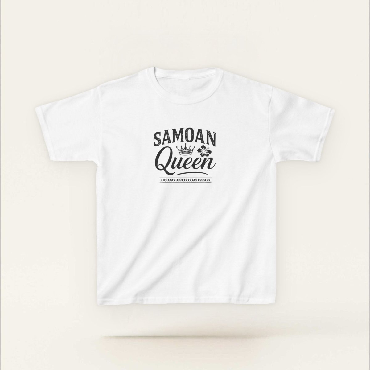 Navy kids unisex tee featuring "Samoan Queen" design by The Print Bar, suitable for children in AU/NZ.