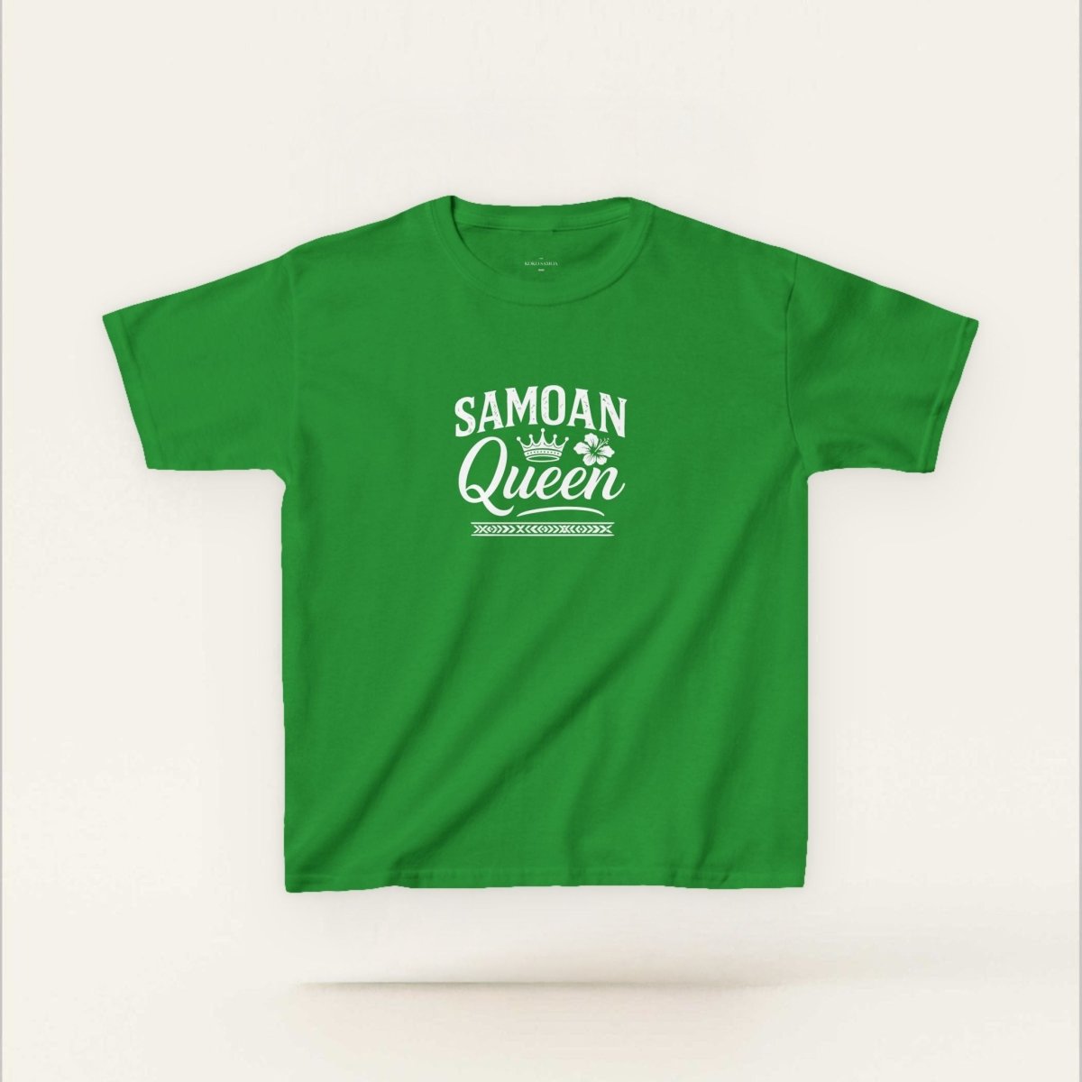Navy kids unisex tee featuring the Samoan Queen design, made by The Print Bar, suitable for children in AU/NZ.