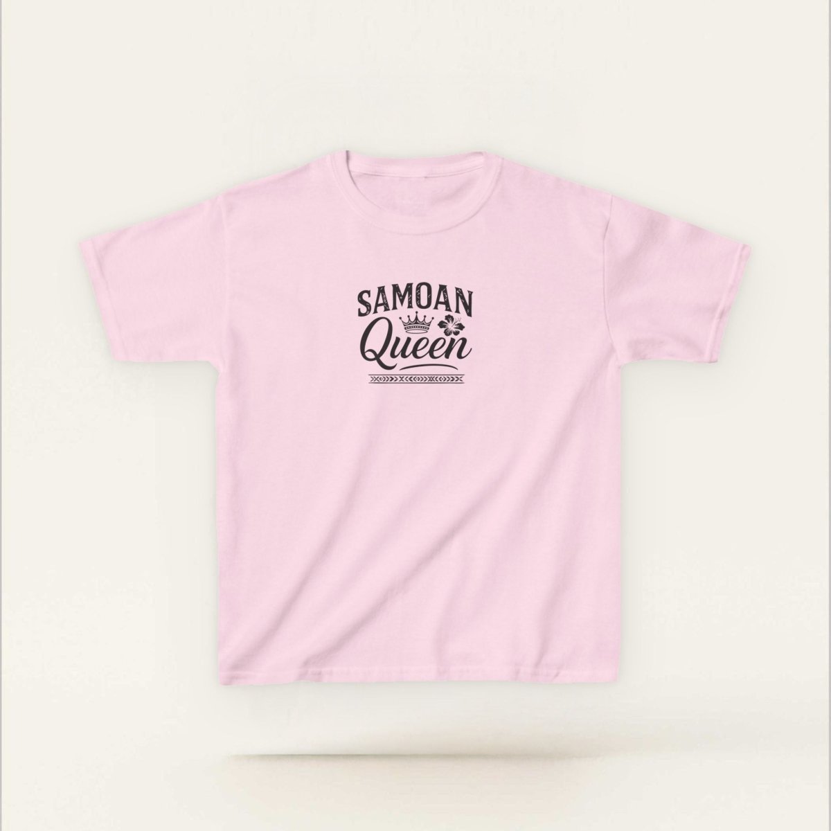 Navy kids unisex T-shirt featuring a Samoan Queen design, made for children’s casual wear by The Print Bar.