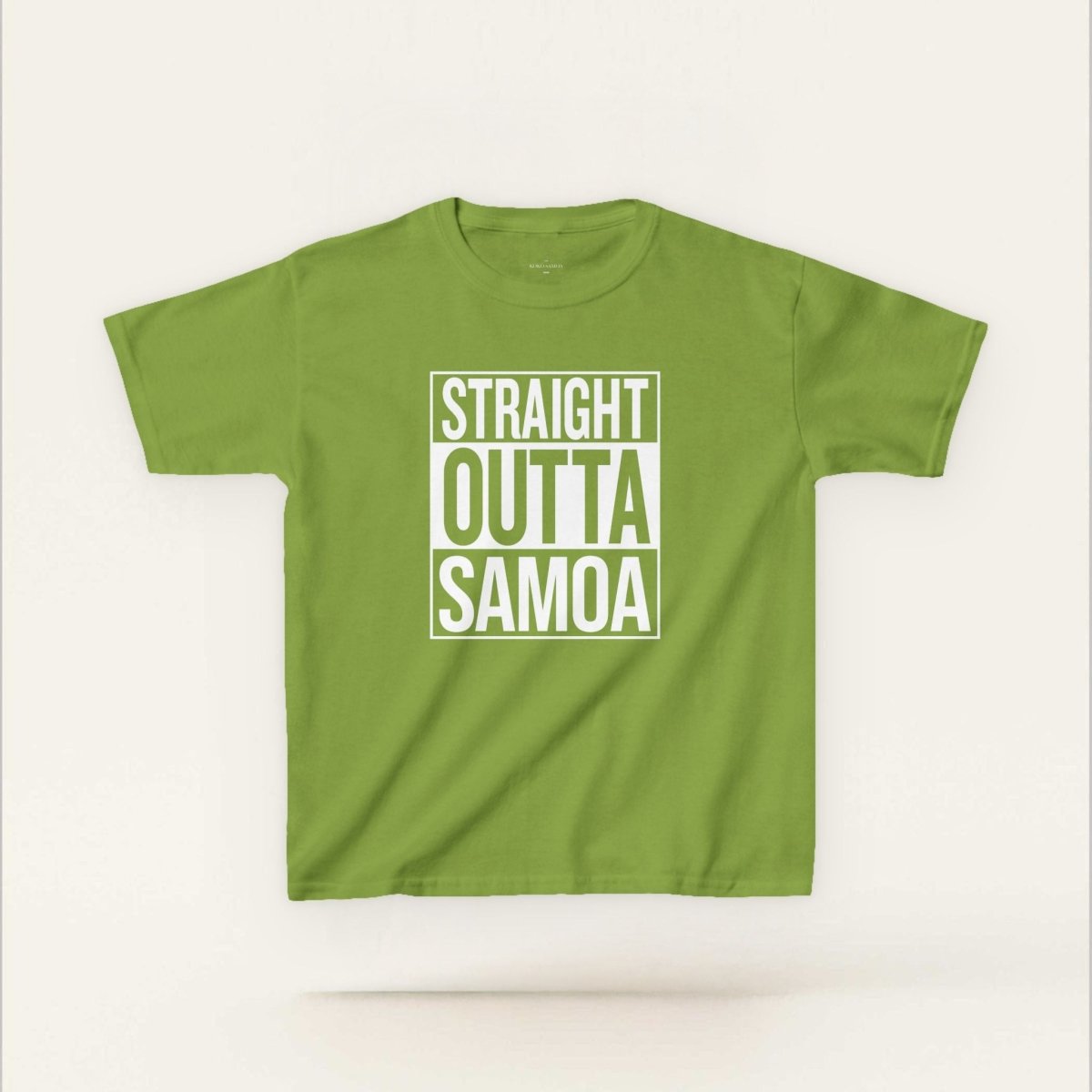 Kids unisex navy T-shirt by The Print Bar featuring "Straight Outta Samoa" design, perfect for kids' casual wear.