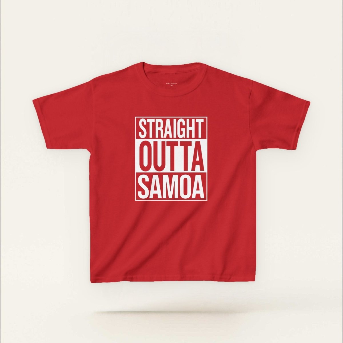 Kids unisex navy tee by The Print Bar featuring "Straight Outta Samoa" design, perfect for kids' casual wear.