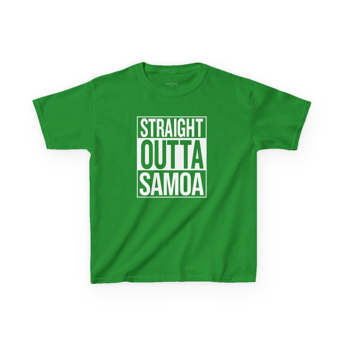 Kids unisex navy tee from The Print Bar featuring "Straight Outta Samoa" design, perfect for kids' casual wear.